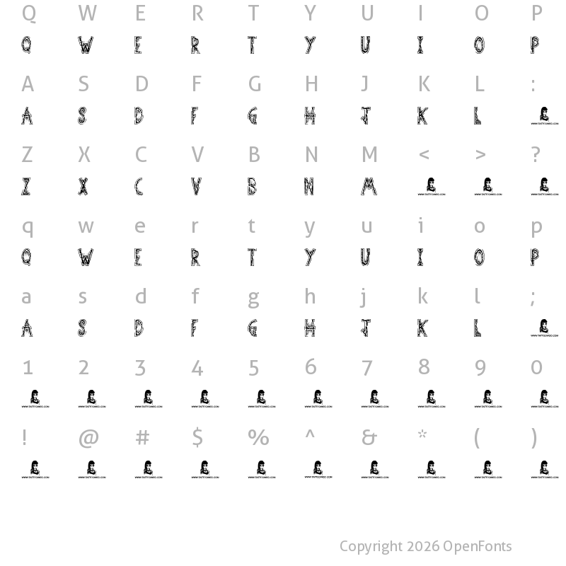 Character Map of Street Fighter Regular