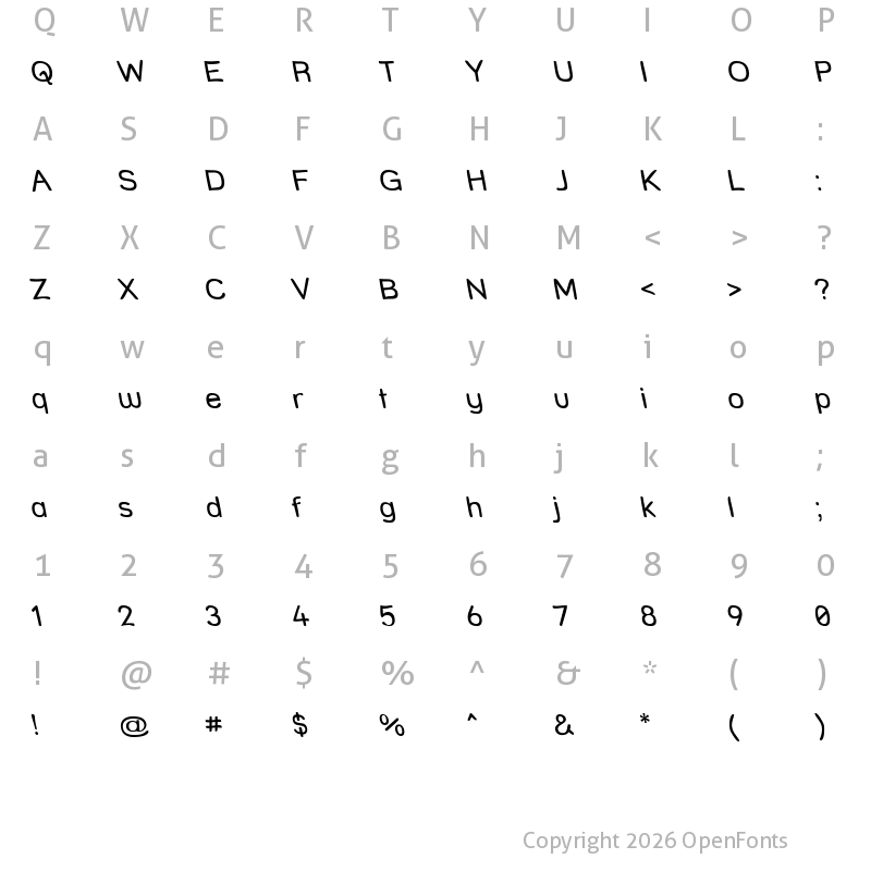 Character Map of Street Freehand - Rev Regular