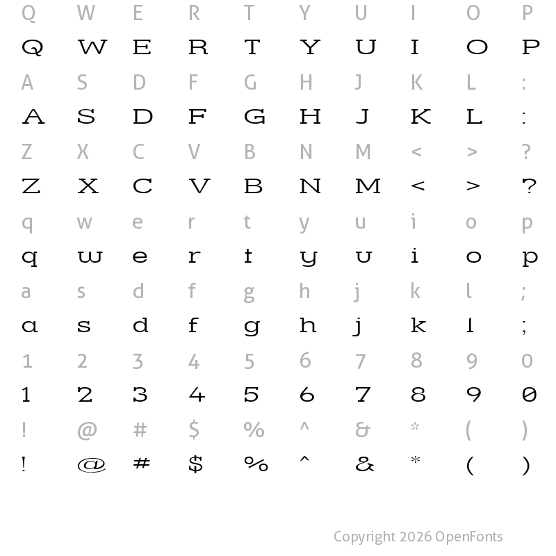 Character Map of Street Slab Fine Expanded Regular