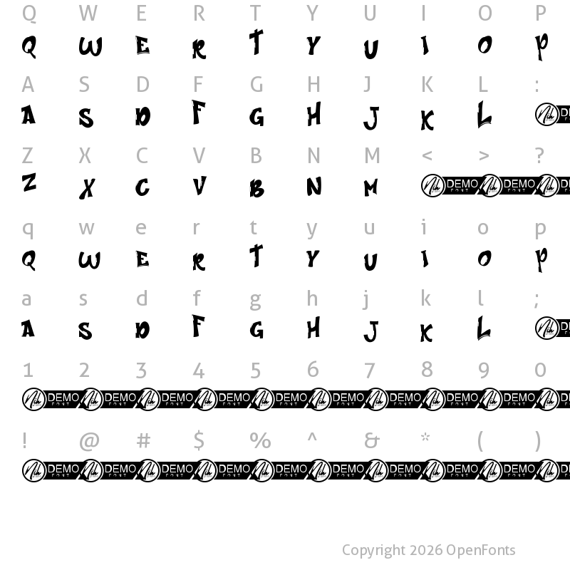 Character Map of Streetart Demo Regular