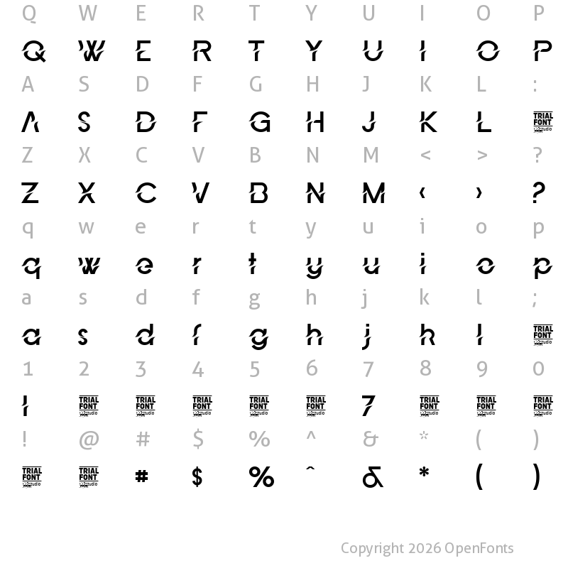 Character Map of STRESS MOOD DEMO Regular