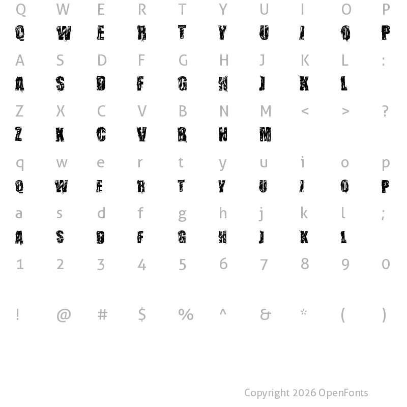 Character Map of stressberat distort Regular