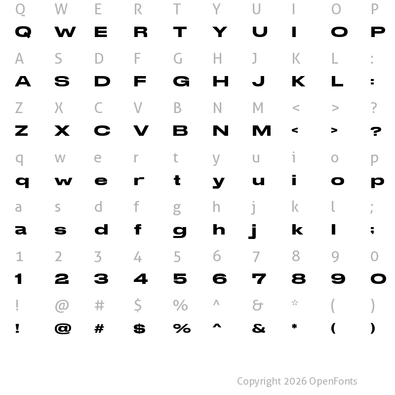 Character Map of Stretch Pro Basic