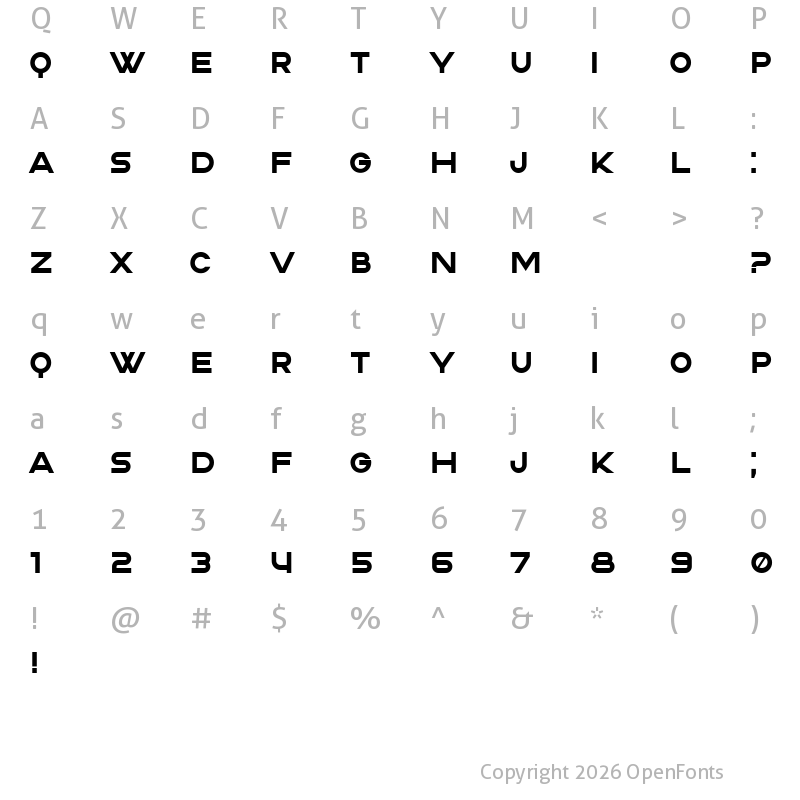 Character Map of Strong Sans Regular
