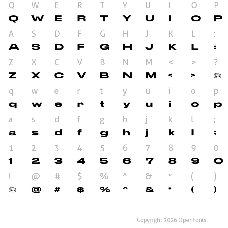 Character Map of STRRETCH SANS FREE Regular