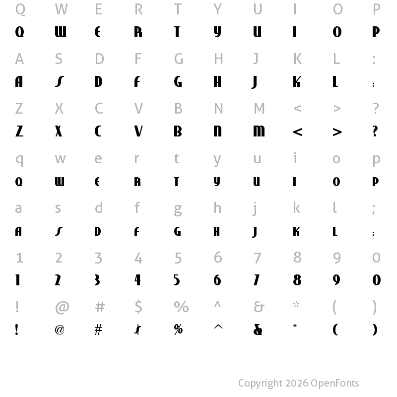 Character Map of Studebaker NF Bold