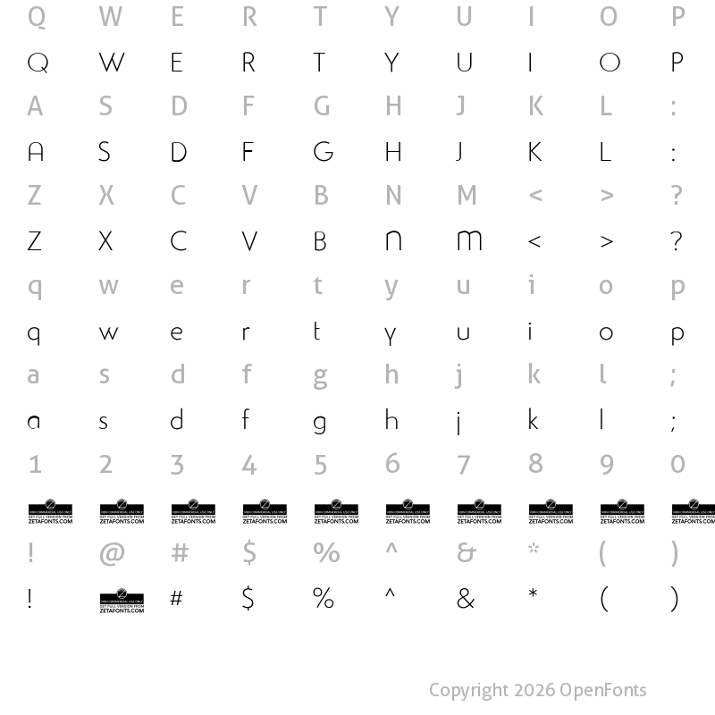 Character Map of Studio Gothic Alternate Trial ExtraLight