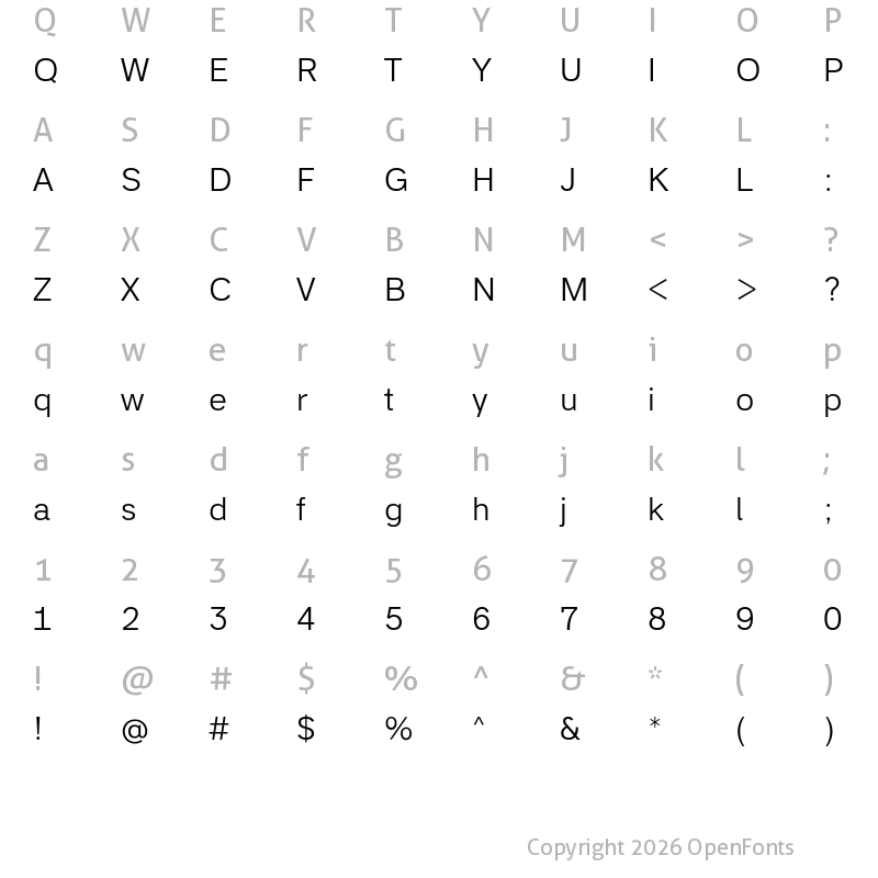 Character Map of Studio Sans Light