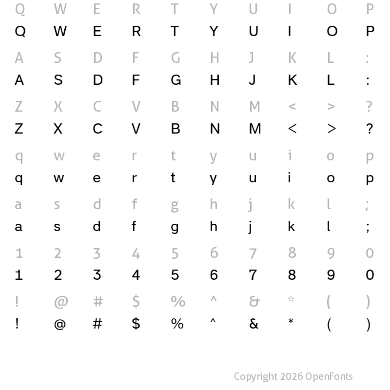 Character Map of Studio Sans Regular