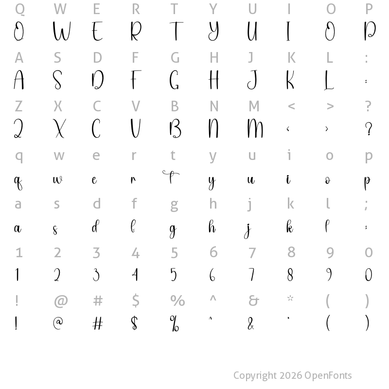 Character Map of Study Book Regular