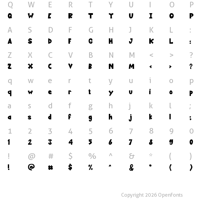 Character Map of Stupendous Jack Regular