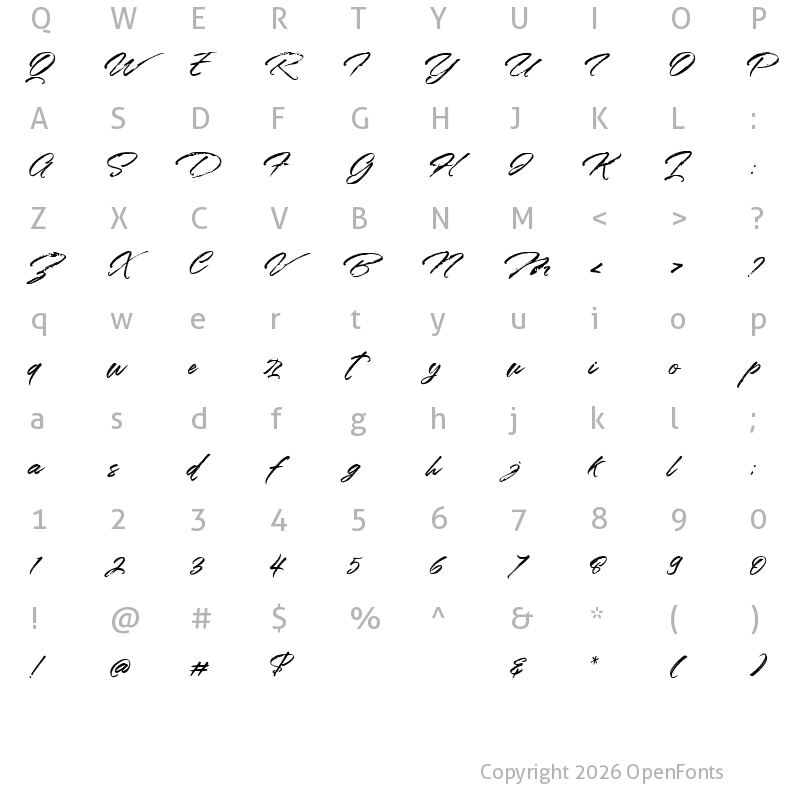 Character Map of Styledeep Brush Personal Use Regular