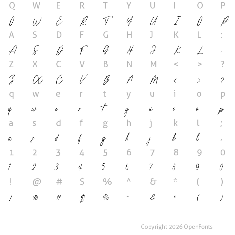 Character Map of Stylish Fashion Regular