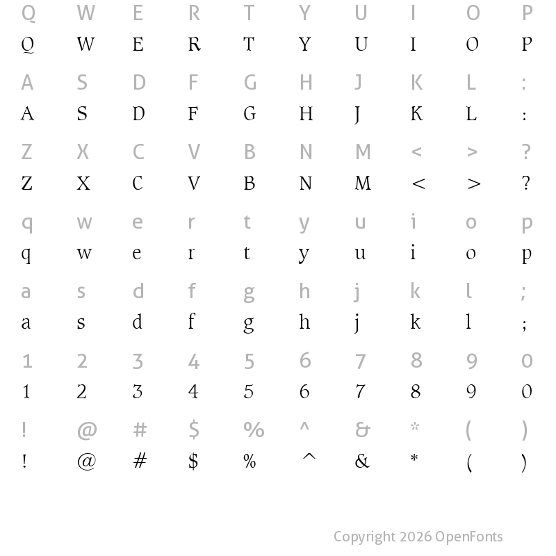Character Map of Sudbury Light Light