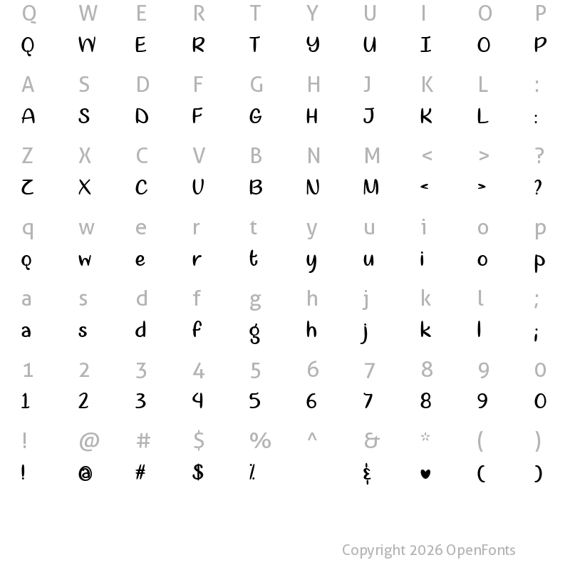 Character Map of Sugar Addiction Regular