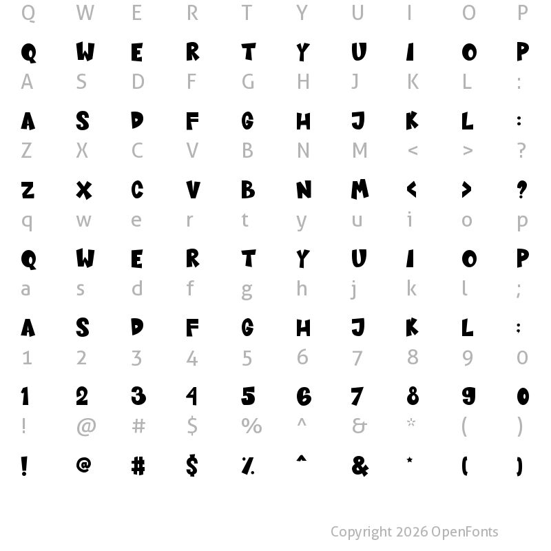 Character Map of Sugar Bomb Regular