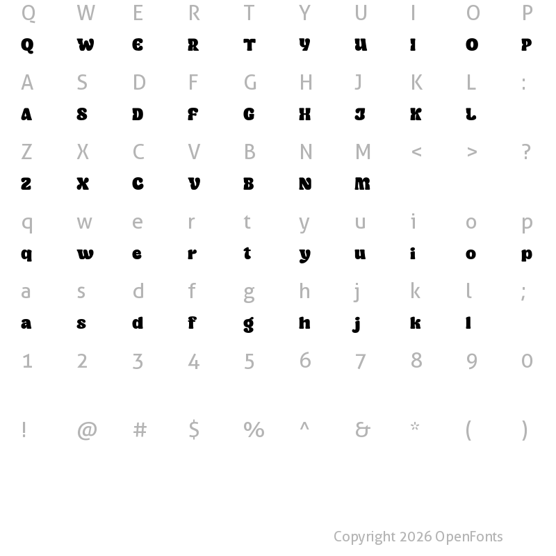 Character Map of Sugar Peachy DEMO Black