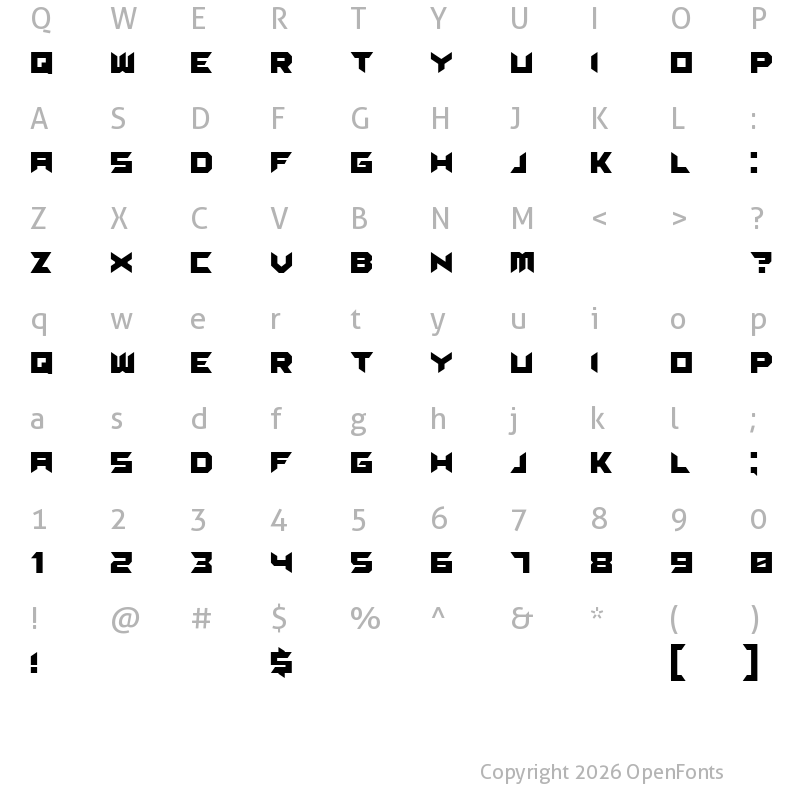 Character Map of Suggested Regular