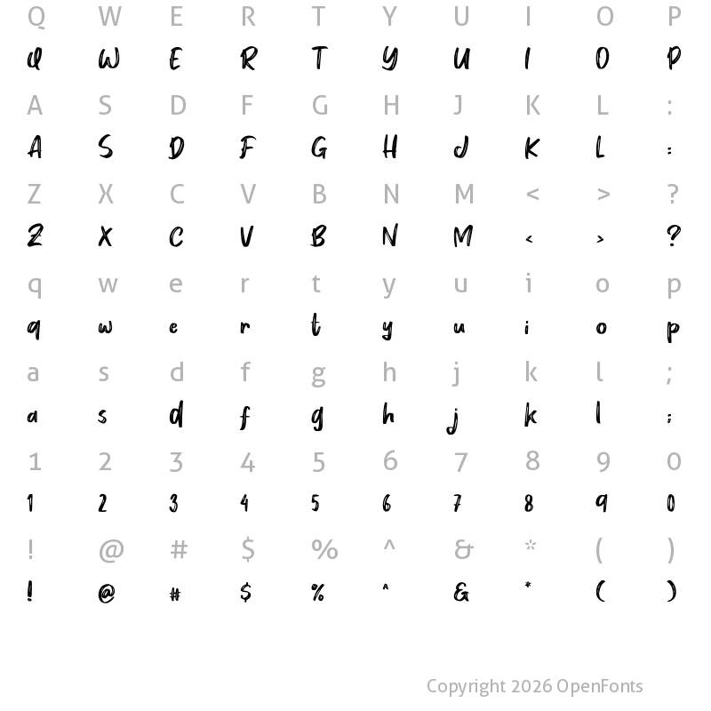 Character Map of Sugiono Regular