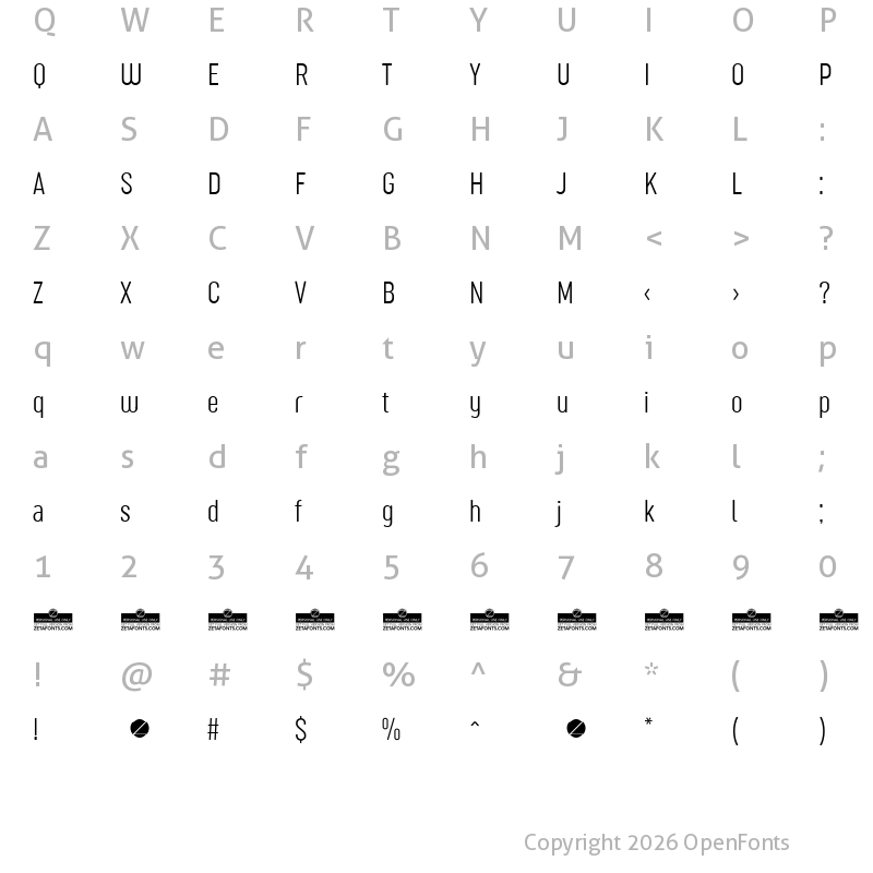 Character Map of Sugo Pro Classic Trial ExtraLight