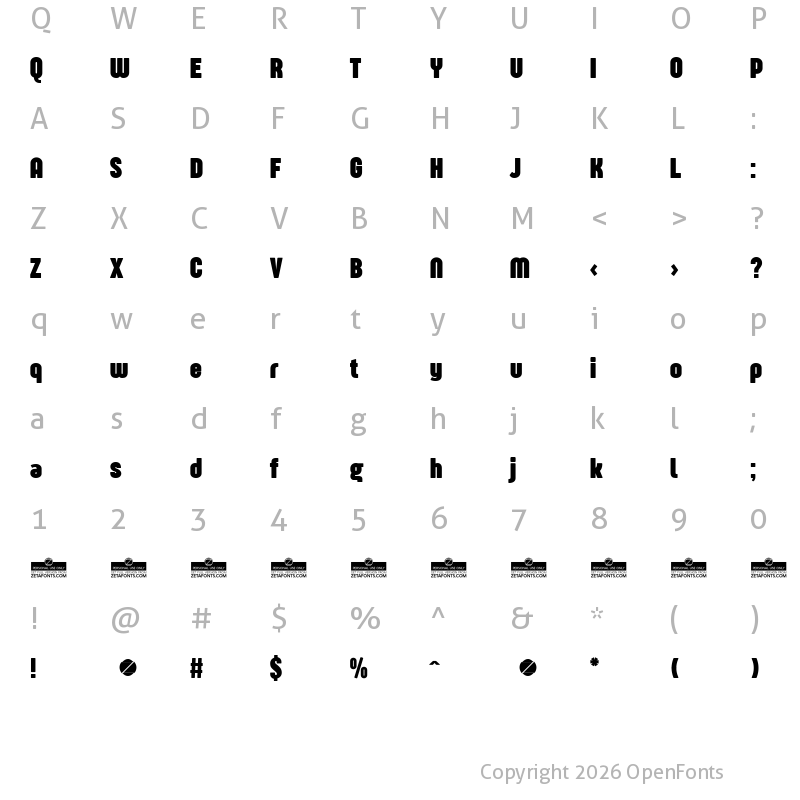 Character Map of Sugo Pro Display Trial Bold