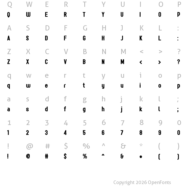 Character Map of Sugo Regular