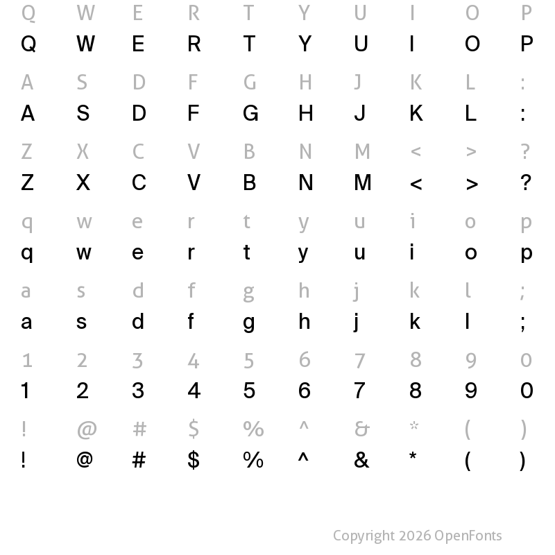 Character Map of Suisse Int'l Book