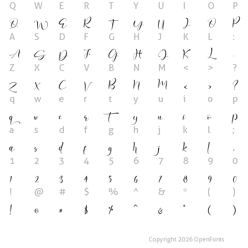 Character Map of Suite - Personal Use Regular