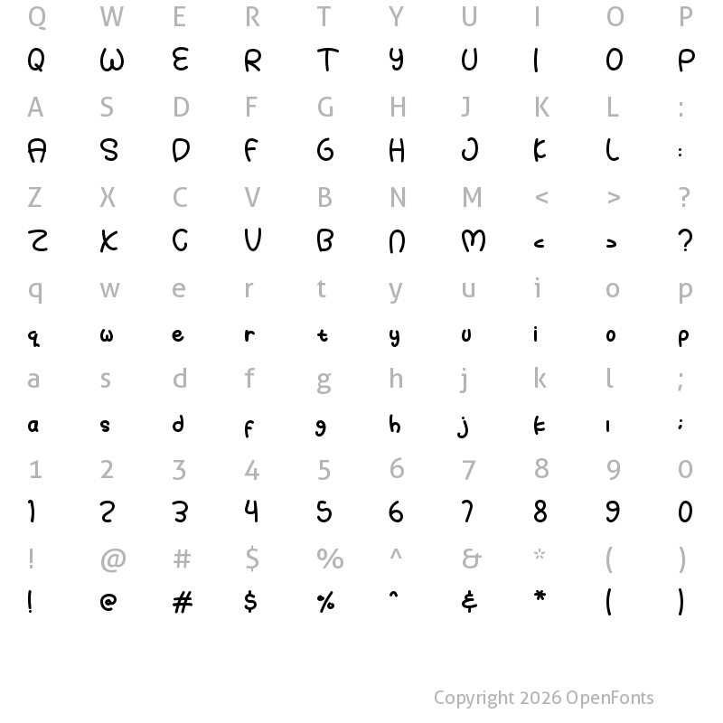 Character Map of Summer Baby Regular