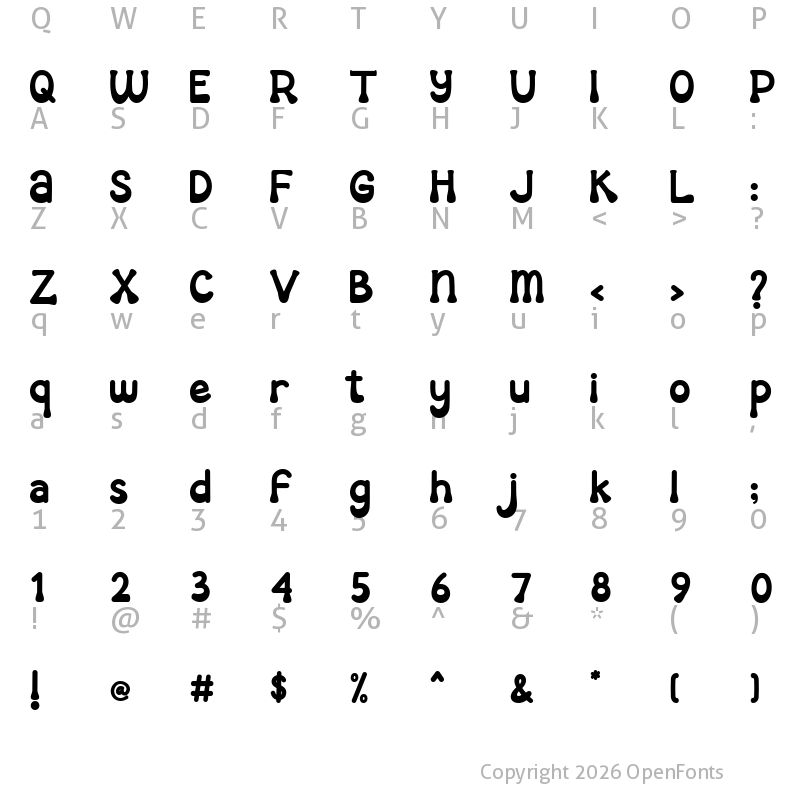 Character Map of Summer Joy Regular