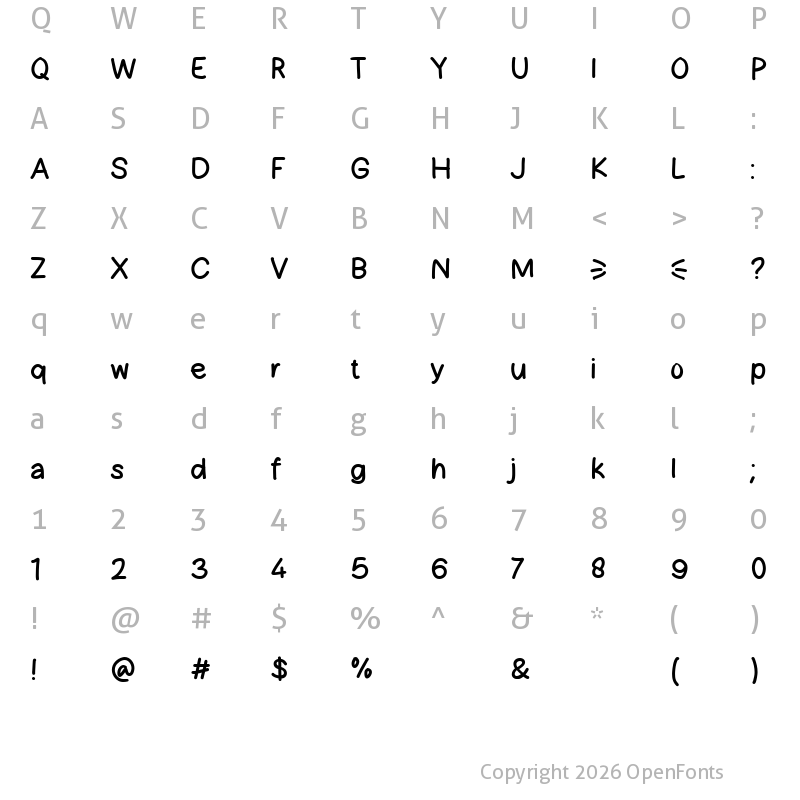 Character Map of Summer Rise Regular