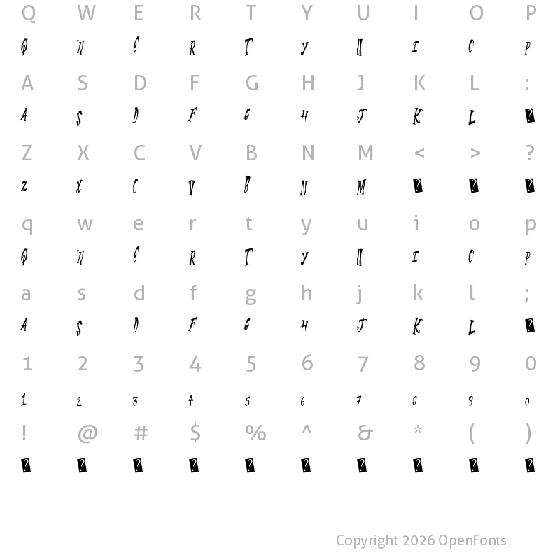 Character Map of SummerScare Regular