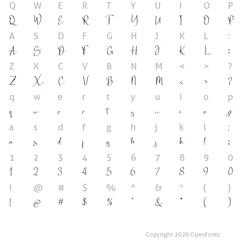 Character Map of Sun Beautiful Regular