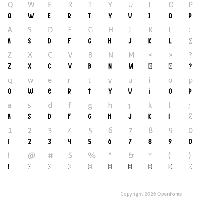 Character Map of Sunbeam Regular