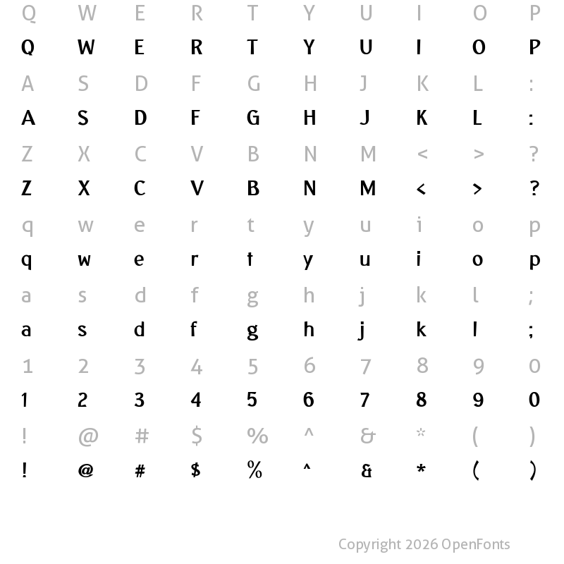 Character Map of Sunda Prada Regular
