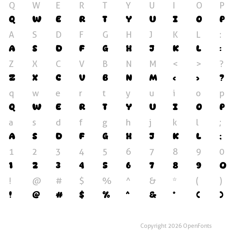 Character Map of Sunday Burger Regular