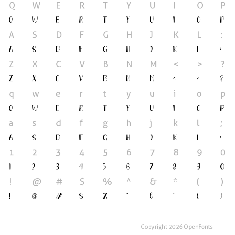 Character Map of Sunday Display Regular
