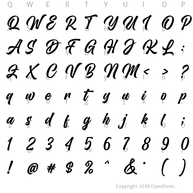 Character Map of Sunday Midnight Regular