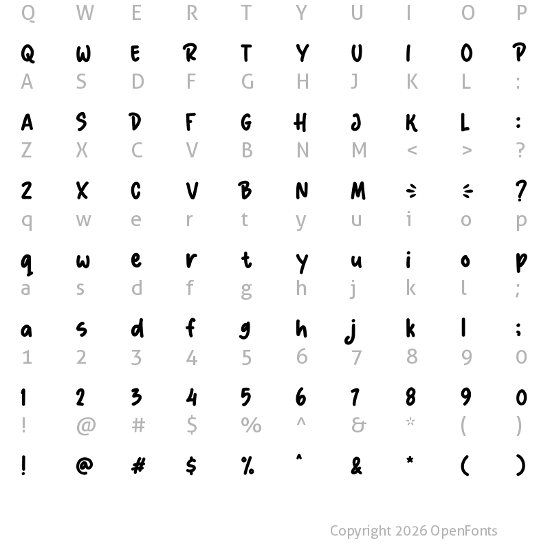 Character Map of SUNDAY Regular