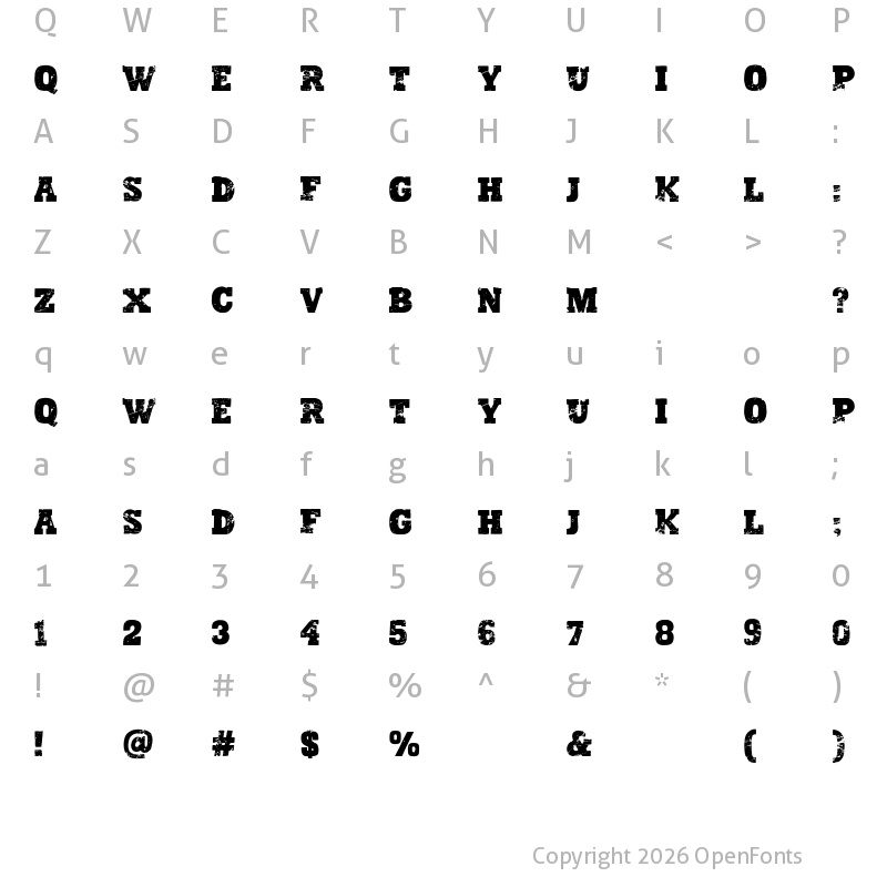 Character Map of Sunday Sport Regular