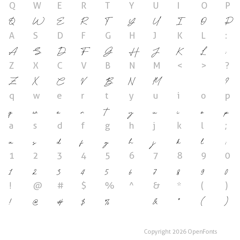 Character Map of Sunday Wind Regular
