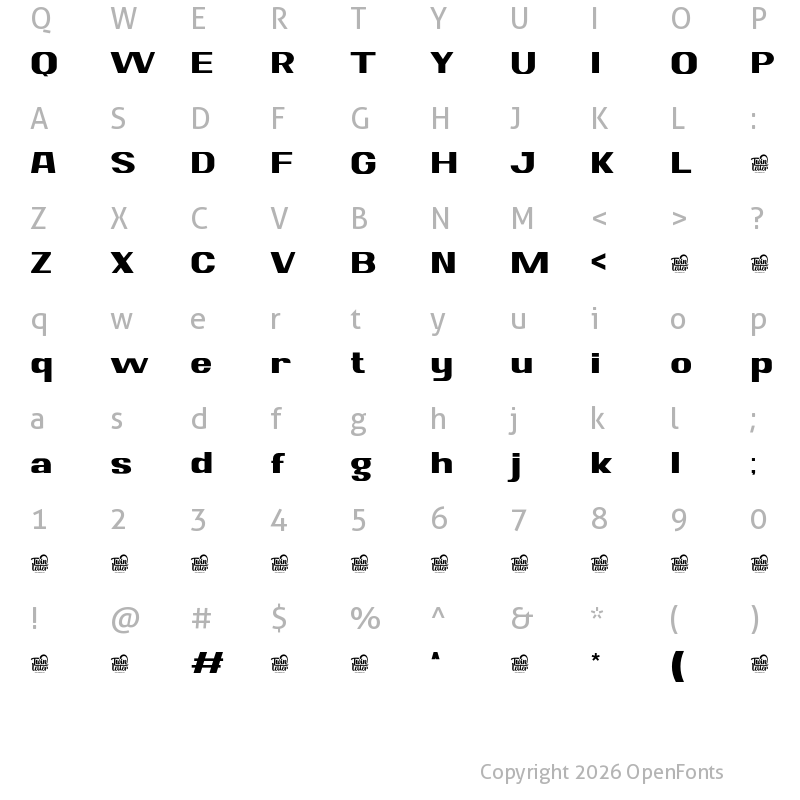 Character Map of Sungar Personal use Regular