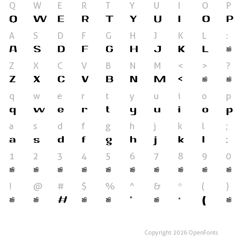 Character Map of Sungar Personal use Thin