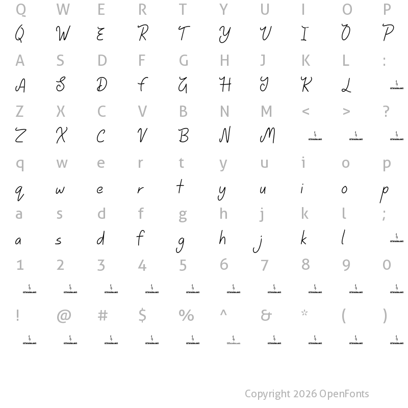 Character Map of Sunny Skies Regular