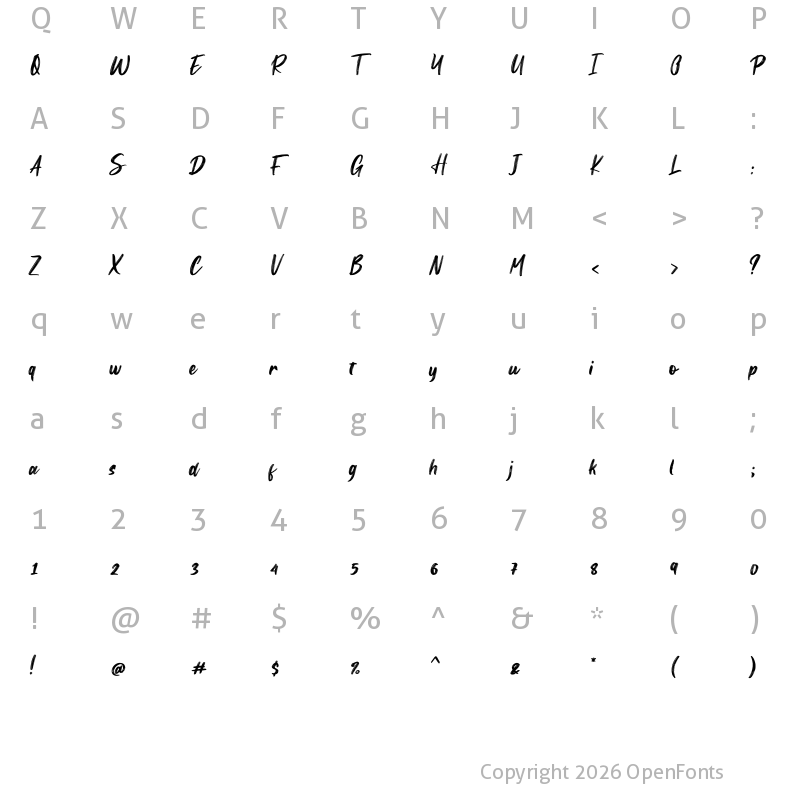 Character Map of Sunquish Regular