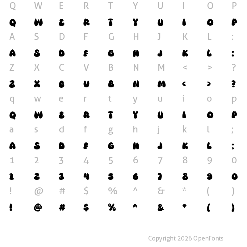 Character Map of Super Candy Regular