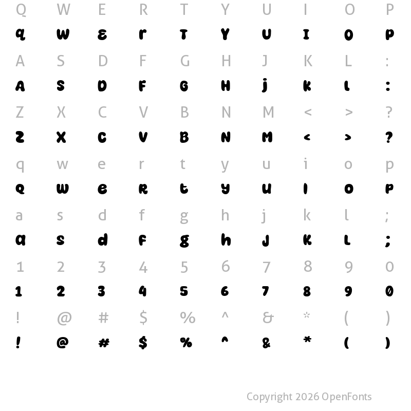 Character Map of Super Cereal Regular