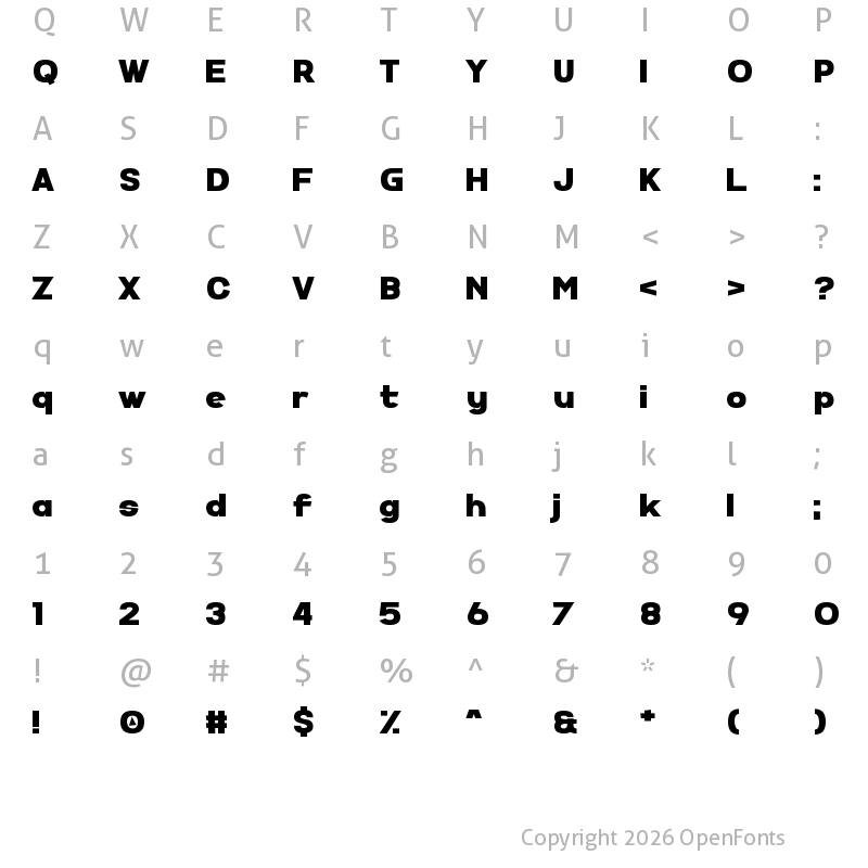 Character Map of Super Comic Regular