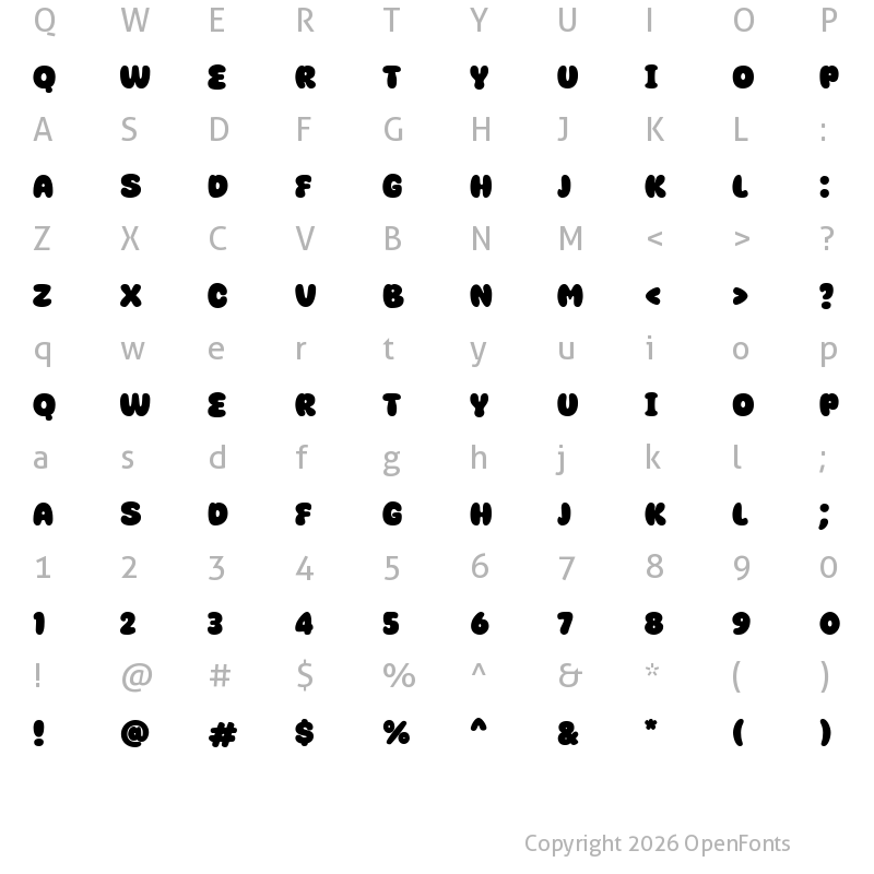 Character Map of Super Easy Regular
