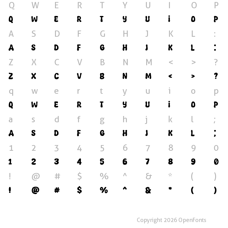 Character Map of Super Funtime Regular